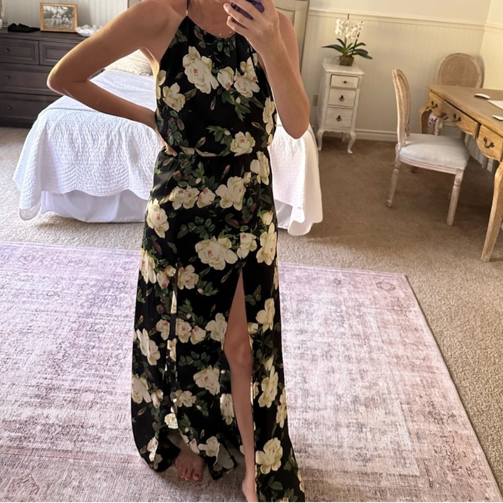 Meghan LA floral maxi dress with front slits